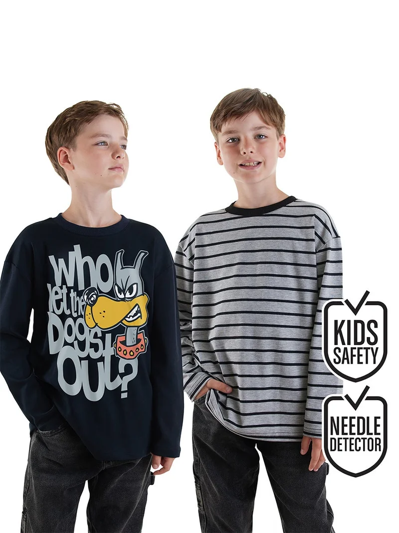 Denokids Striped&Printed 2-Pack Boy T-shirt